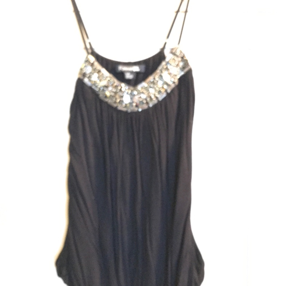 Pretty black tank with lots of beading